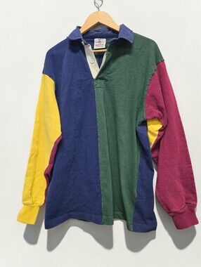 Vintage Barbarian Rugby Shirt 2XLT Colorblock Made in Canada Heavyweight Cotton